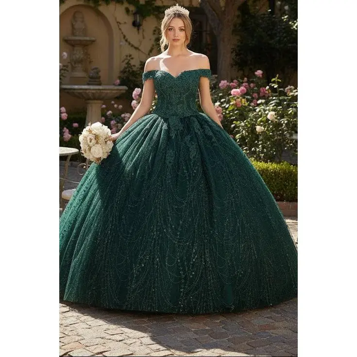 green emerald velvet dress Gown for New Year's Eve in Hunter Green Style MQ1968 Party Dress main image 0