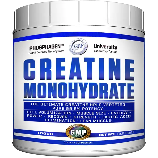 Hi Tech Pharmaceuticals 99.5% Pure Creatine Monohydrate Powder - 1kg High Quality, Gluten-Free, Vegan-Safe, HPLC-Tested, Flavor-Free Dietary Supplement for Fitness & Lean Muscle Support