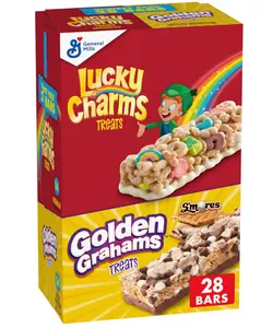 Lucky Charms and Golden Grahams S'mores Cereal Treat Bars, Snack Bars, Variety Pack, 28 Ct, 26.7 oz