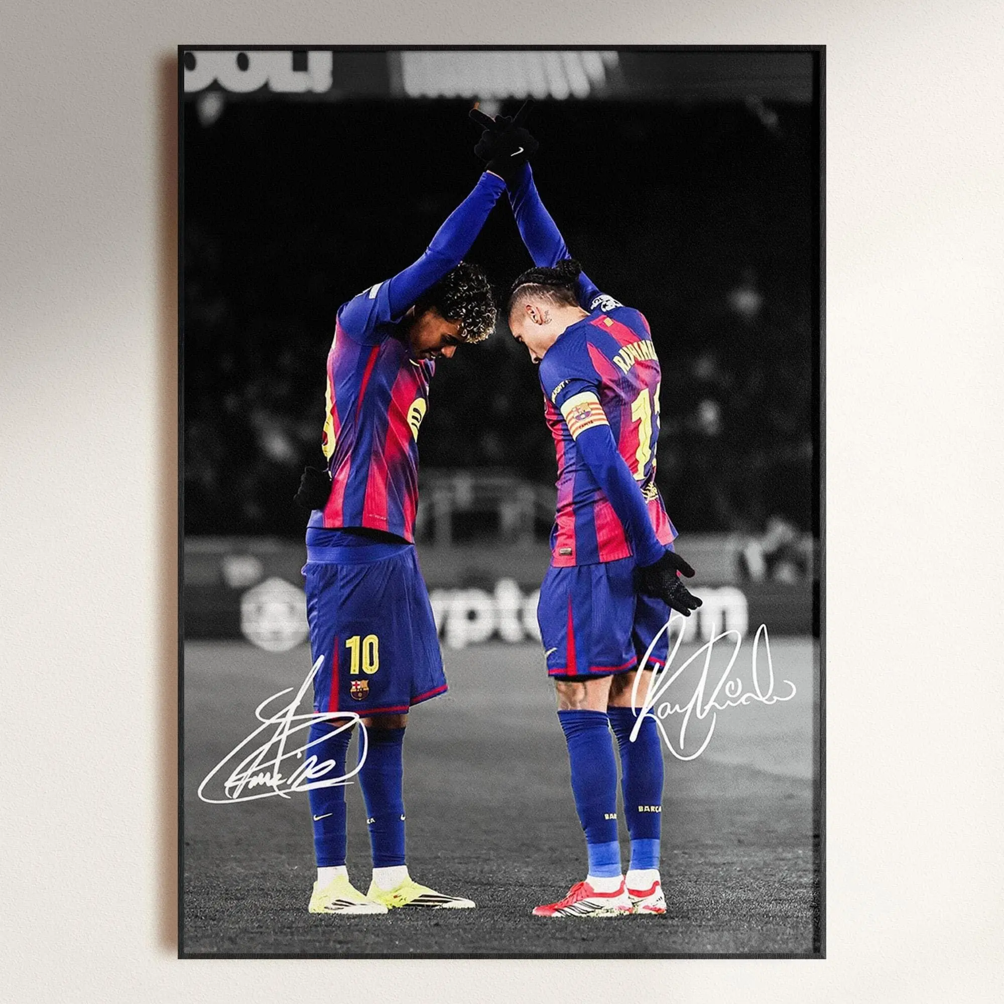[UNFRAMED] Lamine Yamal & Raphinha Art, Professional Soccer Star Poster, Fan Gift Wall Decor