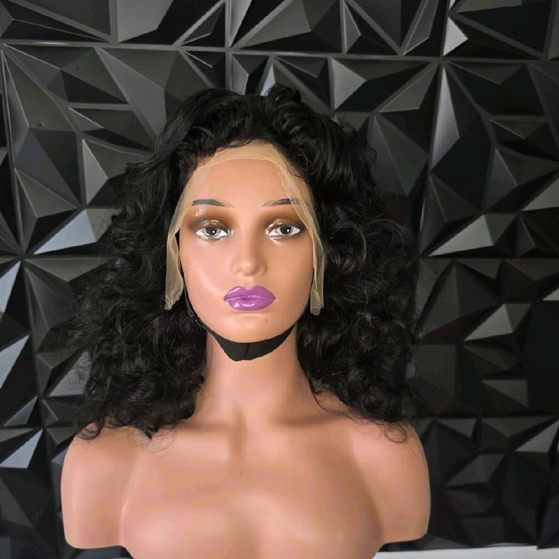 Natural black Loose Wave Human hair wig 300% Density 20inches 13x4 Transparent Lace Full Volume Packed Secure Fit Adjustable Straps Luxury Glueless, Pre-Plucked. curly human hair wig.