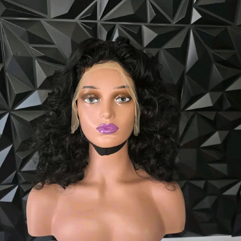 Natural black Loose Wave Human hair wig 300% Density 20inches 13x4 Transparent Lace Full Volume Packed Secure Fit Adjustable Straps Luxury Glueless, Pre-Plucked. curly human hair wig.