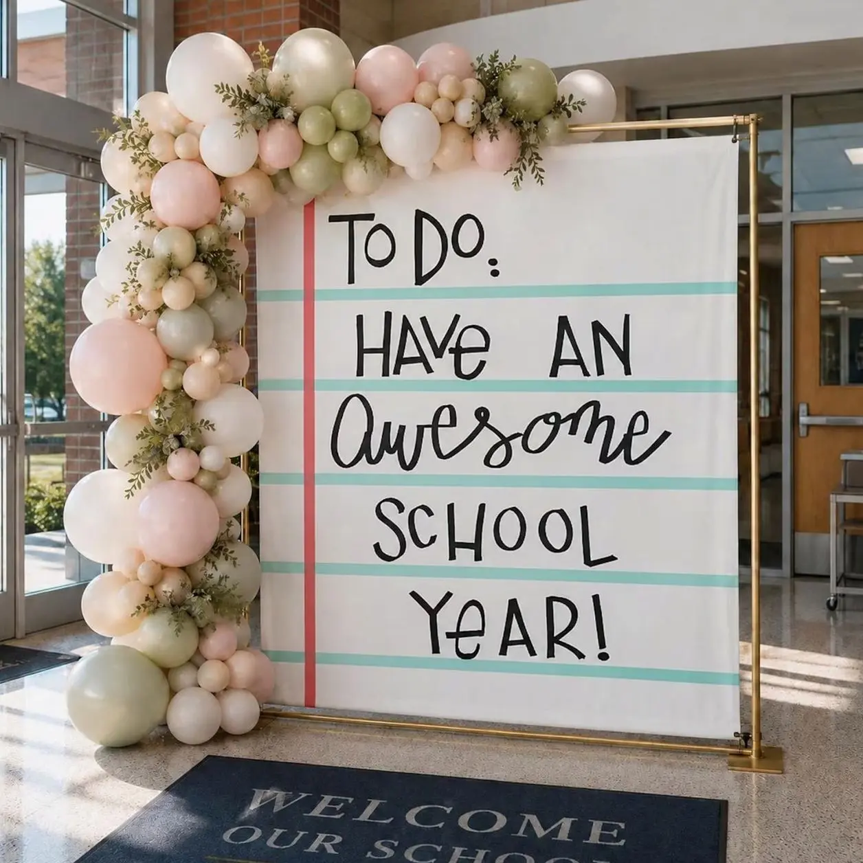 Back to School Tapestry Banner Backdrop , First Day of School Photo Booth Backdrop, Welcome Back to School Banner