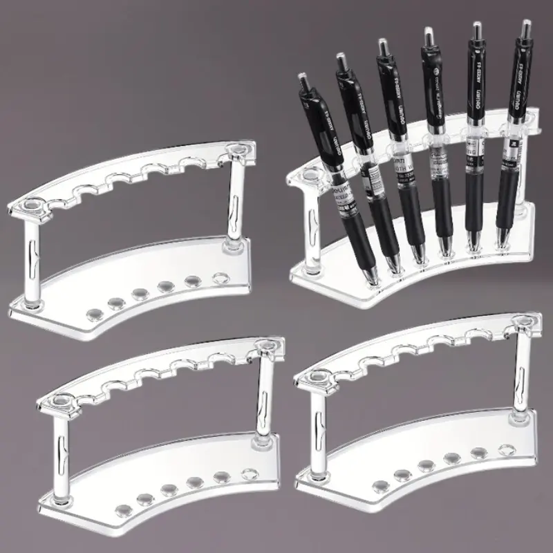 4 Pcs Transparent Plastic Storage Pen Holders - 6-Slot Desktop Organizers for Markers, Pencils, Eyebrow Pens, Makeup Brushes, Home Display Fashion Accessories, Nail Brushes, Office, Table, Eyebrow Brushes