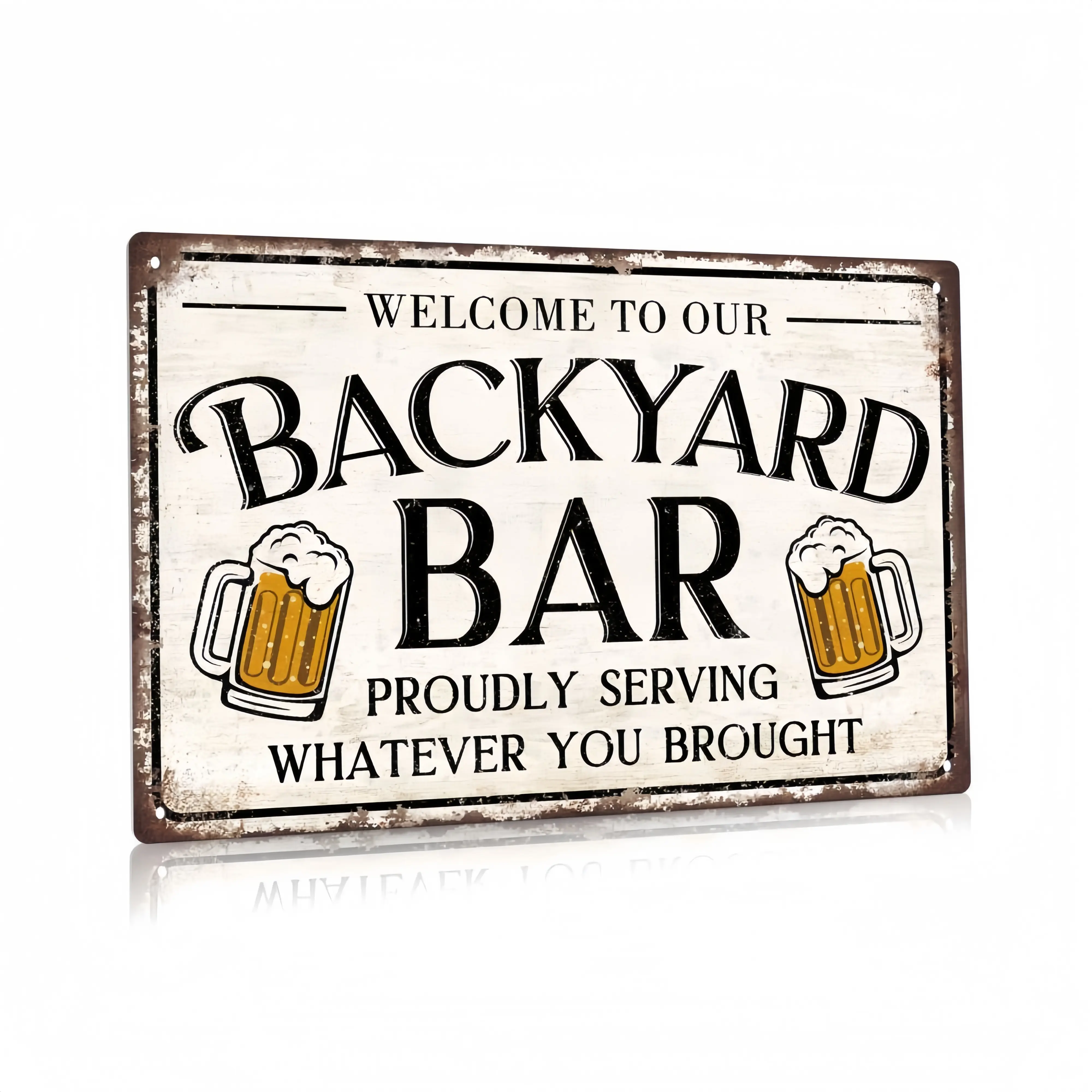 Vintage Rectangular Metal Tin Bar Sign (8x12 in) - Decorative Plaque, Humorous Quote Wall Hanging, Funny Home Decor for Backyard Bar, Vintage Garage Signs, No