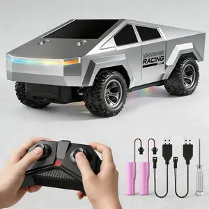 Remote Control Car Truck 1:24 2.4GHz All Terrain High Speed RC Truck with Loadspace Colorful LED Lights Metal Frame RC Car Toys for Boys Girls Age 3-8 Birthday Party Gift indoor fun  Drift High-Speed Vehicle
