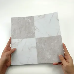 PTF Thickened Frosted Floor Stickers | PVC Matte | Gray-White Contrast Collage Marble | Waterproof & Oil-Proof | For Kitchen/Bath/Floor/Ceiling/Tiles/Old Wood | Home Decor (10/20PCS/Box)