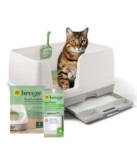Purina Tidy Cats Litter System, Non-Clumping, Breeze XL All-in-One Odor Control & Easy Clean Multi Cat Box - 18 lb. Box, Breeze XL Litter Box System Starter Kit- Includes Litter Box, Ion Pads & Pellets
