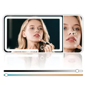 Clip-On Car Sun Visor Vanity Mirror, Rechargeable Makeup Mirror with 3 Adjustable Light Modes, Sun-Shading Rear View Mirror for All Car SUV Truck