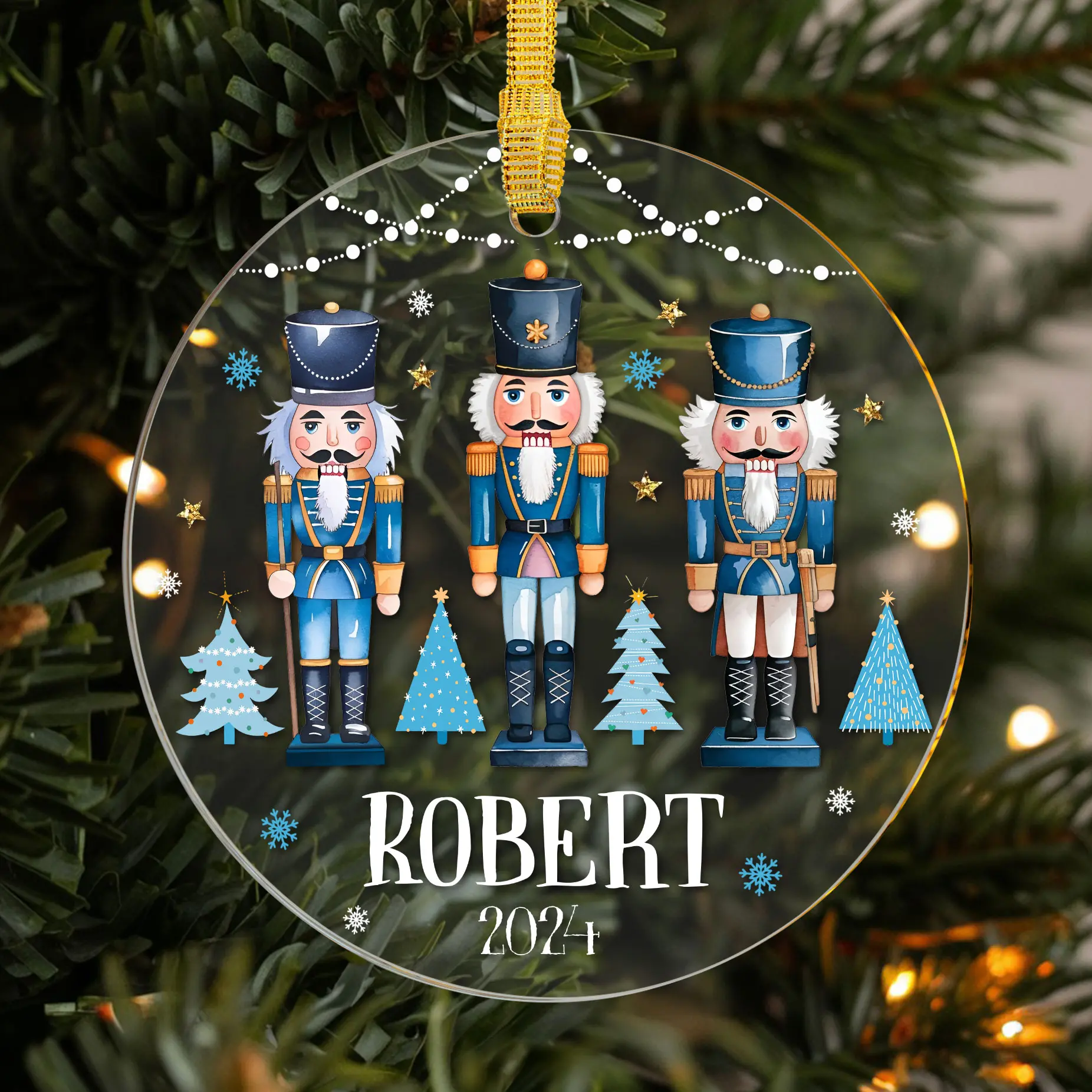 Custom Nutcracker Christmas Ornament, Enchanting Personalized Holiday Keepsake with Name & Year, Perfect for Adding Festive Charm to Your Tree
