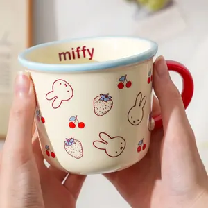 ​​Miffy Kawaii Ceramic Large Capacity Coffee Breakfast Cup High Aesthetic Kitchenware Heat-Resistant Material Microwave Safe​