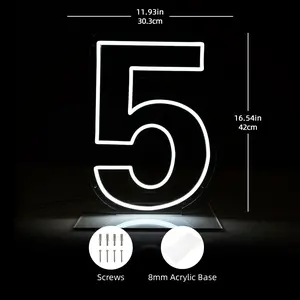 Number 5 Neon Light - Sleek Minimalist Design for Modern Elegance in Homes Offices & Event Spaces with Vibrant Neon Glow