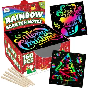 100 Pcs Rainbow Scratch Paper Art Notes - Easter Crafts for Kids Ages 4-8, Easter Basket Stuffers for Girls & Boys, Classroom Prizes, Student Gifts School Activity
