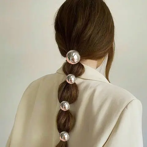 4-Piece Pearl Hair Tie Set, Durable High Ponytail Hair Accessory, Elegant Ballroom Dance Decor, Women & Princess Style Casual Hair Bands, Pearl Headband, Cute Hair Ties, Ponytail Holders, Ponytail Accessories