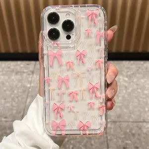 Bowknot Pattern Phone Case, Portable Cute Phone Protective Cover, Shockproof Phone Accessories Compatible with iPhone & Samsung, Casing