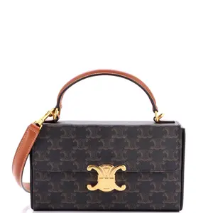 Pre-owned Celine Canvas Coated Top Handle Bags Triomphe Box Top Handle Bag Triomphe Coated Canvas by Rebag