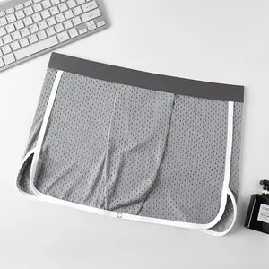 Men Sexy Underwear Teenage Breathable Underpants Boxers Button Adjust Bulge Pouch Panties Open Crotch Boxershorts Sleep Bottoms