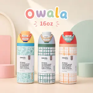 Owala 16oz Stainless Steel FreeSip Water Bottle – Leakproof Straw Bottle, BPA Free Insulated Tumbler, Cute Travel Water Bottle Gift for Boys & Girls