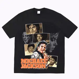 Michaels Jackson Retro 90's Vintage Shirt Cotton Fabric Crew Neck Short Sleeve Washed Vintage Streetwear Trendy Top - For Men For Women