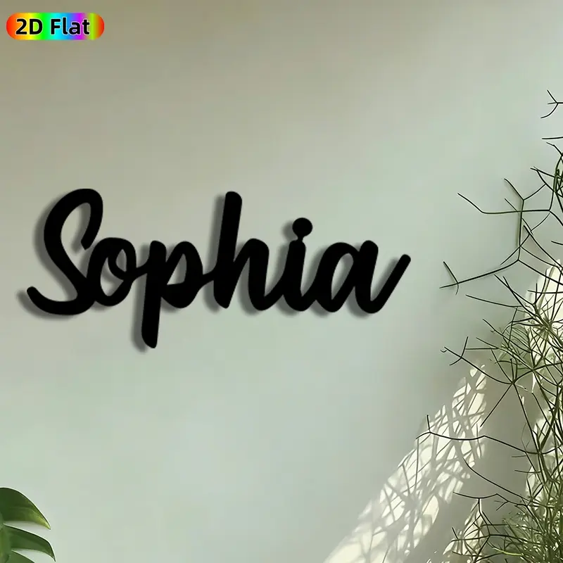 1pc Sophia Script Metal Wall Art, Personalized Name Statue Mural, Artistic Wall Sign, Intricate Craftsmanship, Perfect for Anniversary, Housewarming Decor, Perfect for Bedroom Living Room Nursery Decor, Ideal Gift for Name Sign Enthusiasts, Decoration