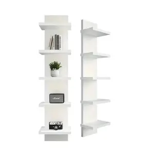 Large 5-Tier Wall-Mounted Bookshelf, PVC Floating Storage Rack, Smooth Press Board Display Shelf, Ideal Winter Gift & Home Decor
