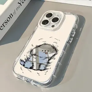 Cute Hollowed Out Fluffy Dog Mirror Phone Case For iPhone 17 Pro Max Case 7 8 15 14 16 Plus 13 12 11 Pro X XS XR 16E 17Air Cover