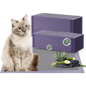 Cat Pad Refills for Litter Box, 16.9"x11.4" Odor Control Cat Pee Pads with Activated Carbon for Breeze Litter System(50Counts/Purple)