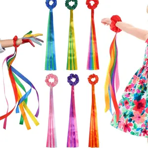 6 Rainbow Dance Ribbons, Handheld Rhythm Ribbons, Multicolor Gymnastics and Music Class Props, Perfect for Performances