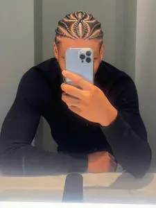 Men's braided braided wig - Lace Hairline Wig, 180% density full lace design, breathable artificial wig, high-end synthetic hair, suitable for year-round wear