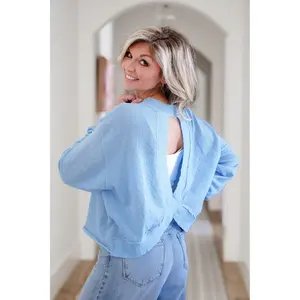 Long Sleeve Open Back Knit Sweater
