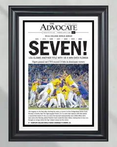 2023 LSU Tigers “SEVEN!” College World Series Champions Front Page Newspaper