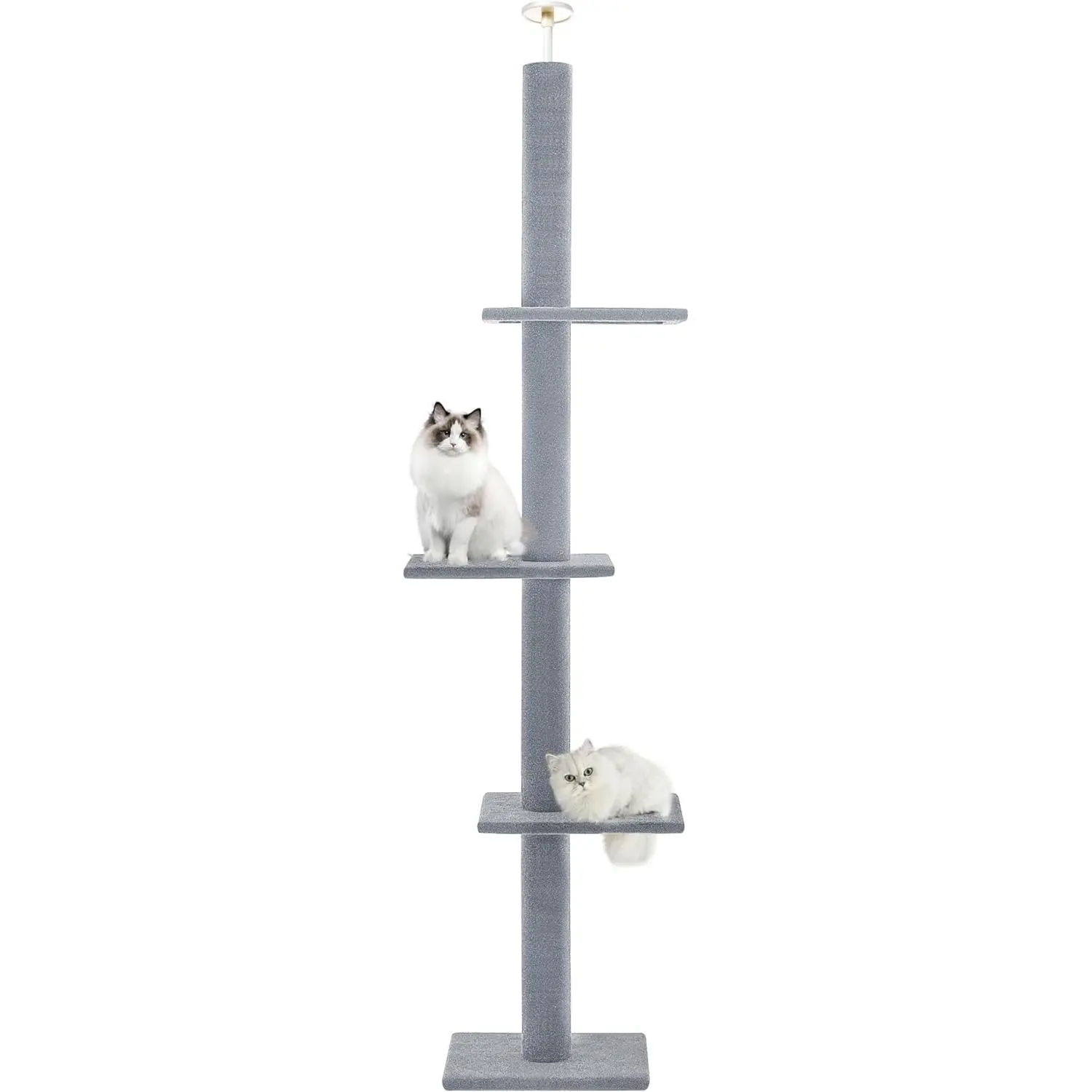 Cat Tree Floor to Ceiling Cat Tower Height -" Adjustable Kitten Tree Tall Climbing Tree with Carpet Scratching Post and Mat Cat Pole for Indoor Cats,Light Grey