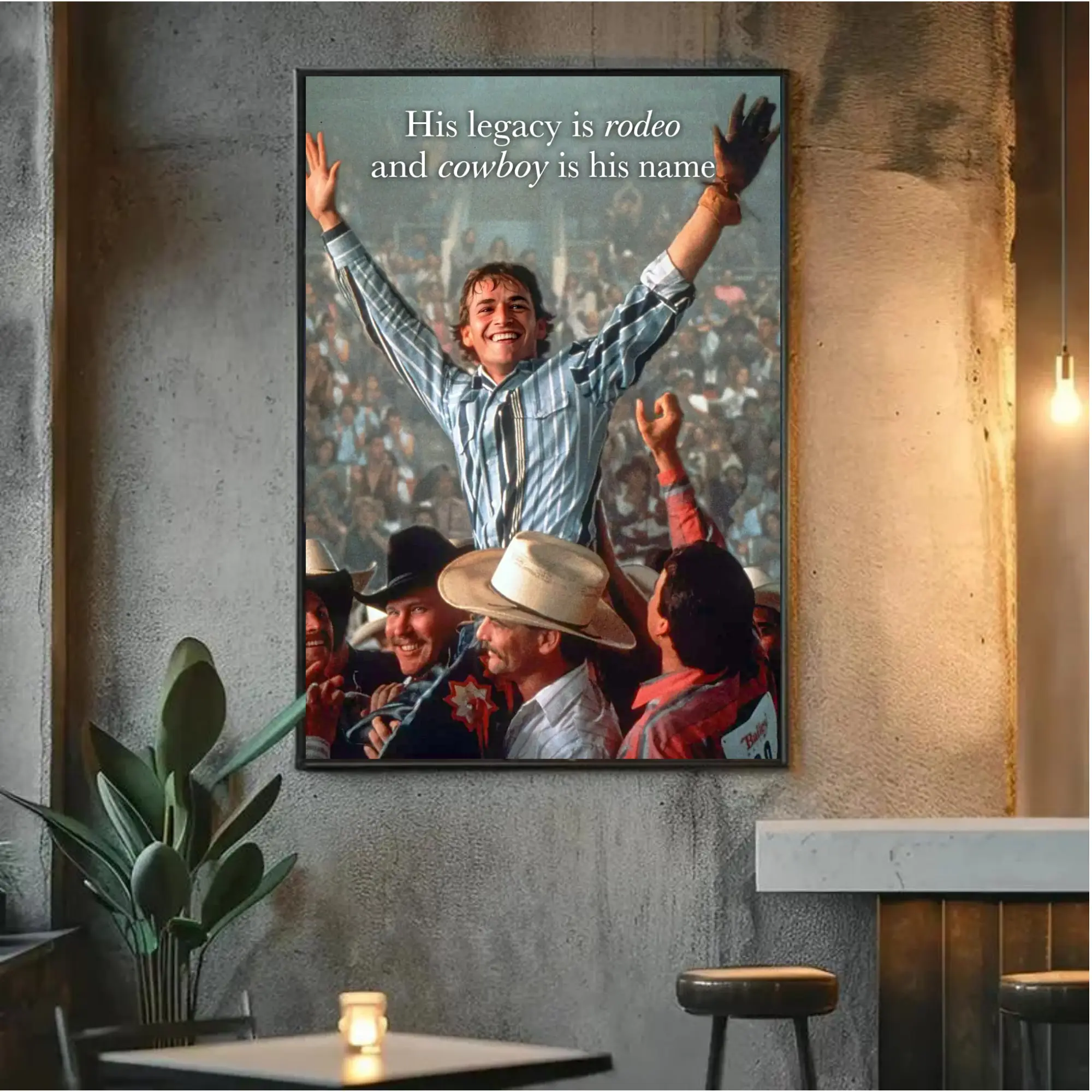 [NO FRAME] Vintage Lane Frost Poster with Signature, Legendary Bull Rider Rodeo Scene, Classic Western Wall Art, Aesthetic Print