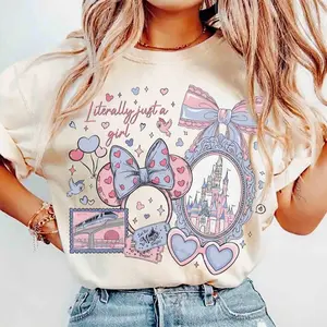 Coquette Bow Literally Just A Girl Shirt, Magical Castle Girl Trip Tee, #Minniii Ears Outfit, WDW #Epcottt #Monorailll Tour Apparel AVM5R