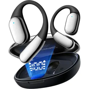 Open Ear Headphones  Earbuds  5.4, for Running & Workouts:  Snug-Fit Earhook,  Bass, Immersive  Sound & Clear Calls, 40H Playtime with  Display, Black