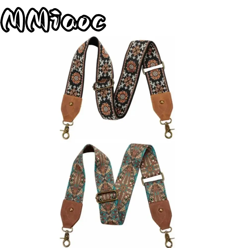 summerwins 2pcs Detachable Adjustable Bag Straps, 2-in Width, Vintage Crazy Horse Style, Jacquard Embroidery with Various Patterns, Fits Crossbody Bags Handbags Wallet Crafts, Detachable Bag Straps chain