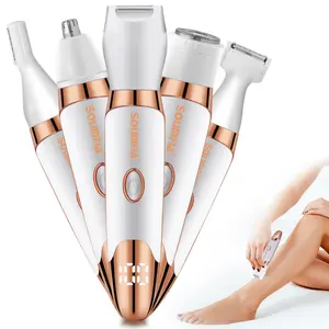 5 in 1 Electric Shaver, Rechargeable Women's Hair Trimmer, Portable Bikini Trimmer for Arms, Legs, Underarms, Bikini Areas, Professional Hair Removal Tool for Women, Showerproof Cordless Shaver