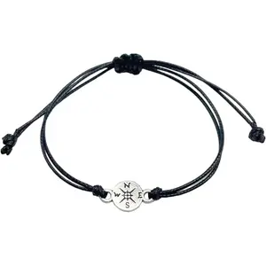 Multicolor Compass Braided Rope Bracelet, Waterproof Adjustable Bangle, Unisex Graduation Gift