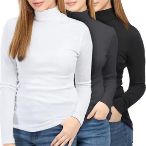 NY Threads Women's Turtleneck Top Long Sleeve Soft Stretch Slim Fit Basic Layering Tee Pullover Shirt