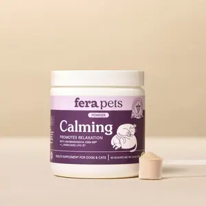 Fera Pets Calming Support for Dogs & Cats – Vet‑Formulated Supplement with L‑Theanine, GABA, Ashwagandha & Probiotics