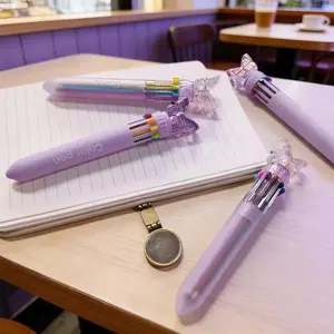 2-Pack High-Quality Ten-In-One Ballpoint Pens, Multi-Color Press-Down Neutral Pens, Smooth Writing, Retractable, Office Supplies