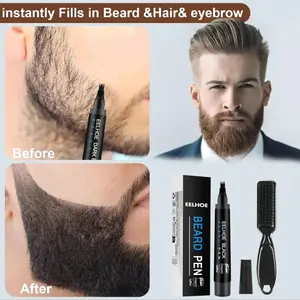 Beard Pencil Filler Kit — Easy-to-Use Waterproof Beard Pen for Men; Long-Lasting Natural Finish, Shape Beard & Mustache, Includes Brush, Perfect Gift Idea