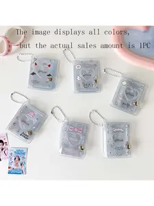 Transparent Keychain Album for Student ID Photos, Stylish Keyring, Large Headshot Storage Book, Key Ring Card Holder, Women's Organizer, Heart Design Keychain