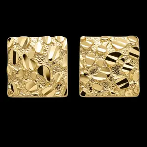 14K SQUARE NUGGET EARINGS 10.5MM