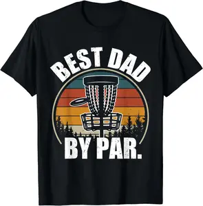 100% Cotton Best Dad by Par, Retro Disc Golf, Frisbee Golf, Dad Gifts T-Shirt Round Neck Short Sleeve T-Shirt Women's Men Graphic Tee