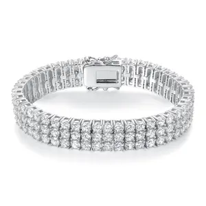 MDFUN Elegant Women's Tennis Bracelet – Three rows of continuous sparkling synthetic zirconia. Perfect jewelry gift for everyday wear or special occasions. Timeless design, a must-have for fashion enthusiasts DB005 daily birthday engagement classic