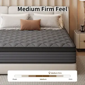 12 Inch Twin/Full/Queen/King Memory Sponge Mixed Cool Black Mattress with Independent Bag Spring Medium Hardness Comfortable Shock Isolation, Gift for Parents and Children Halloween Christmas