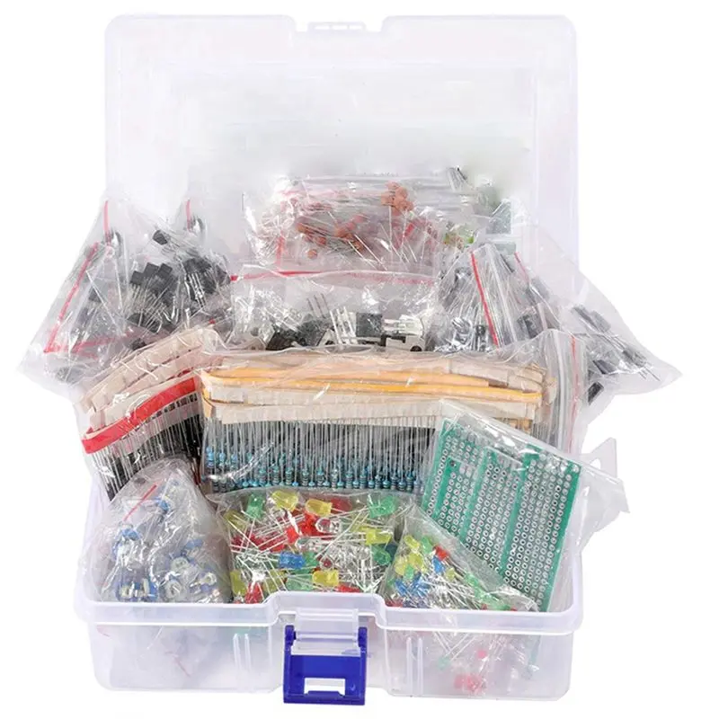 1818PCS DIY Electronics Components Assortment Kit for Household Appliance Parts & Accessories - 1n400725pcs Diodes, 1n539910pcs Diodes, 3mm LEDs, 4pcs Prototype PCBs, Resistors, Triodes, Capacitors, Potentiometers, Ceramic Chip Capacitor, Diode, 50V, Scie