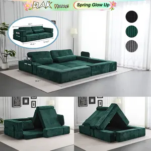QAK 107'' Oversized Foldable Castle Sofa Modular PlayCouch for Living Room & Bedroom Instant Expansion Comfortable & Creative Design Furniture Seater
