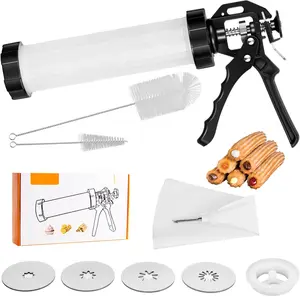 Churro Maker Kit,  Churro Maker Gun with Piping Bag and 2 Cleaning Brushes, 5 Nozzles for Various Shapes, Máquina para Hacer Churros,